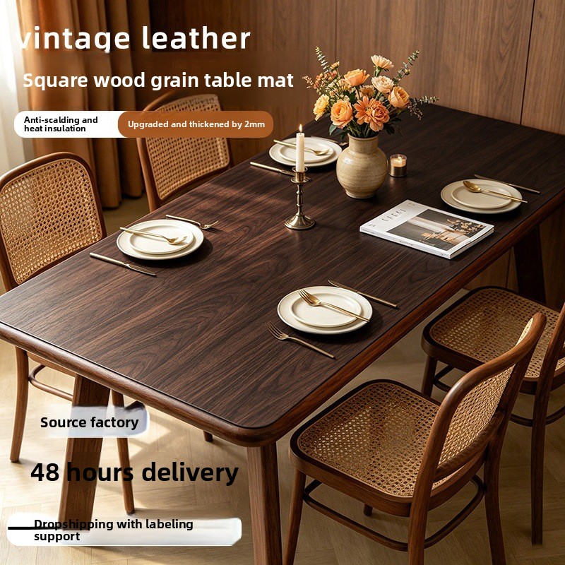 Home Textiles News - Faux Wood Grain Leather Table Cover