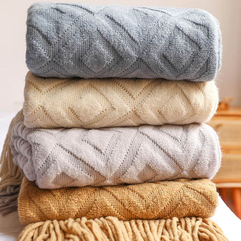 Blanket for Beds Nordic Knitte - Throw Blanket Chunky Knit 评论和价格