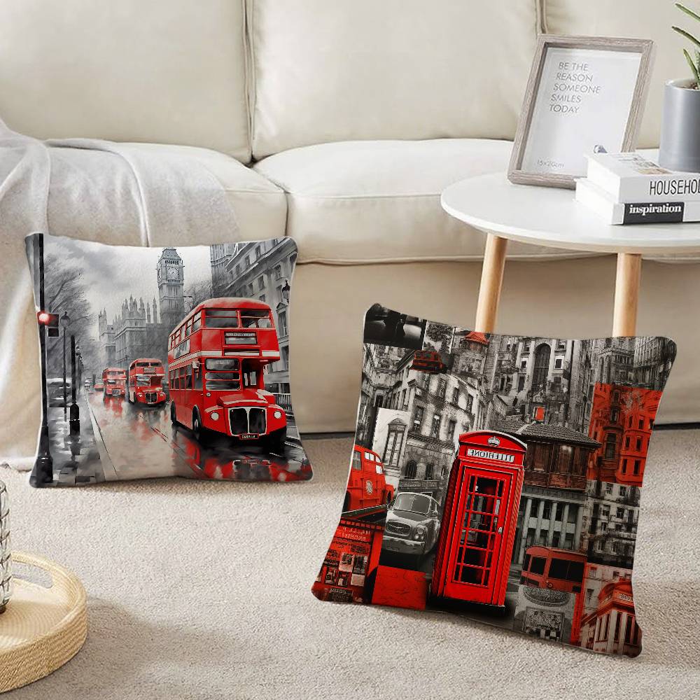 London Red Bus Print Pillow Ca - Home Textiles London 评论和价格
