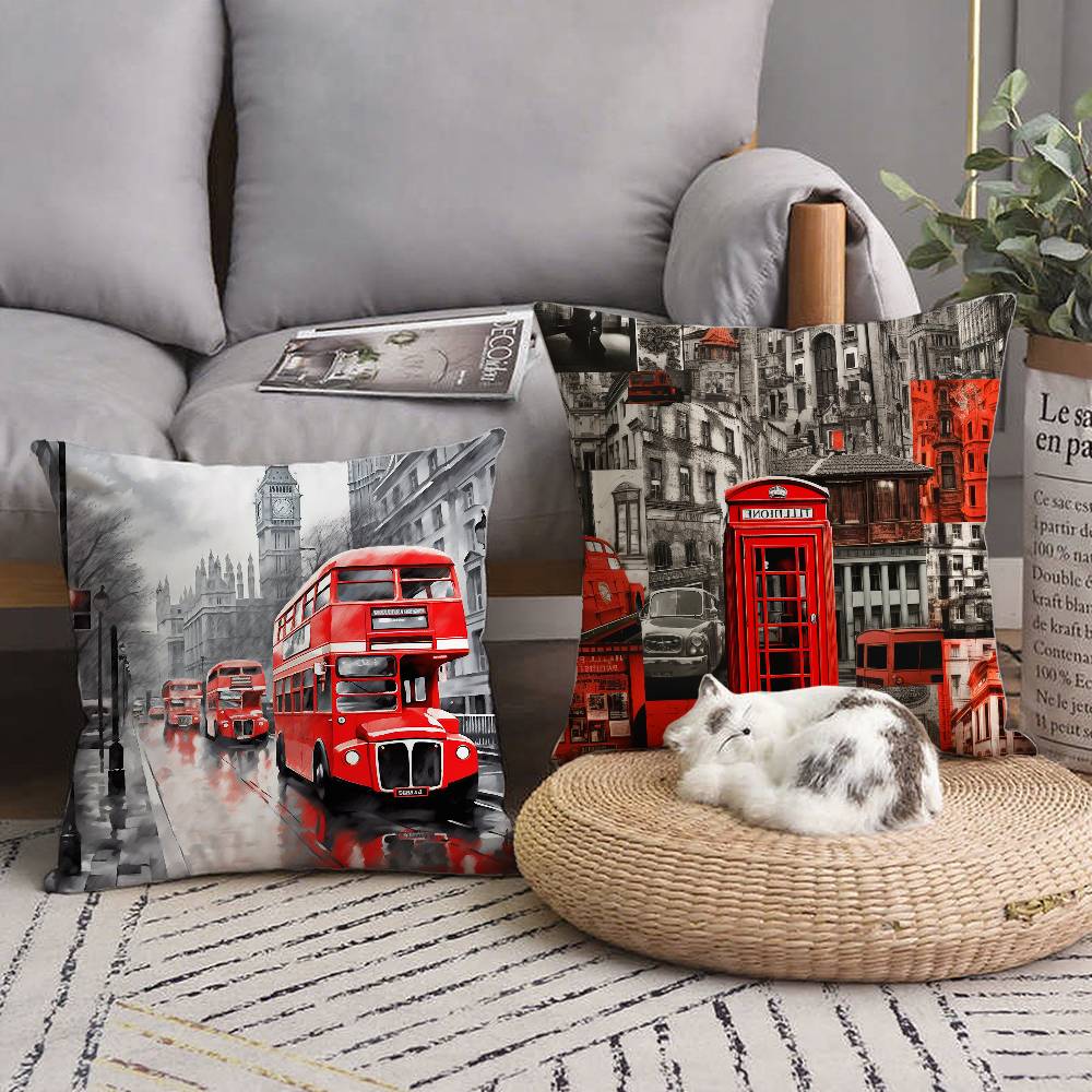 London Red Bus Print Pillow Ca - Home Textiles London 评论和价格