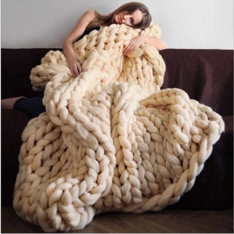 Fashion Chunky Wool Blanket Th - Throw Blanket Chunky Knit 评论和价格