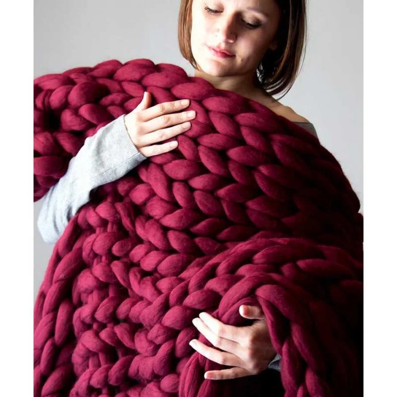 Fashion Chunky Wool Blanket Th - Throw Blanket Chunky Knit 评论和价格