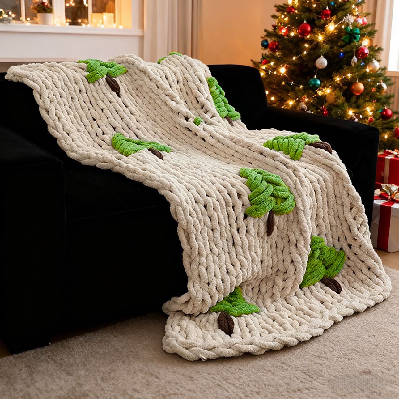 Hand-knitted Blanket for Bed C - Throw Blanket Chunky Knit 评论和价格