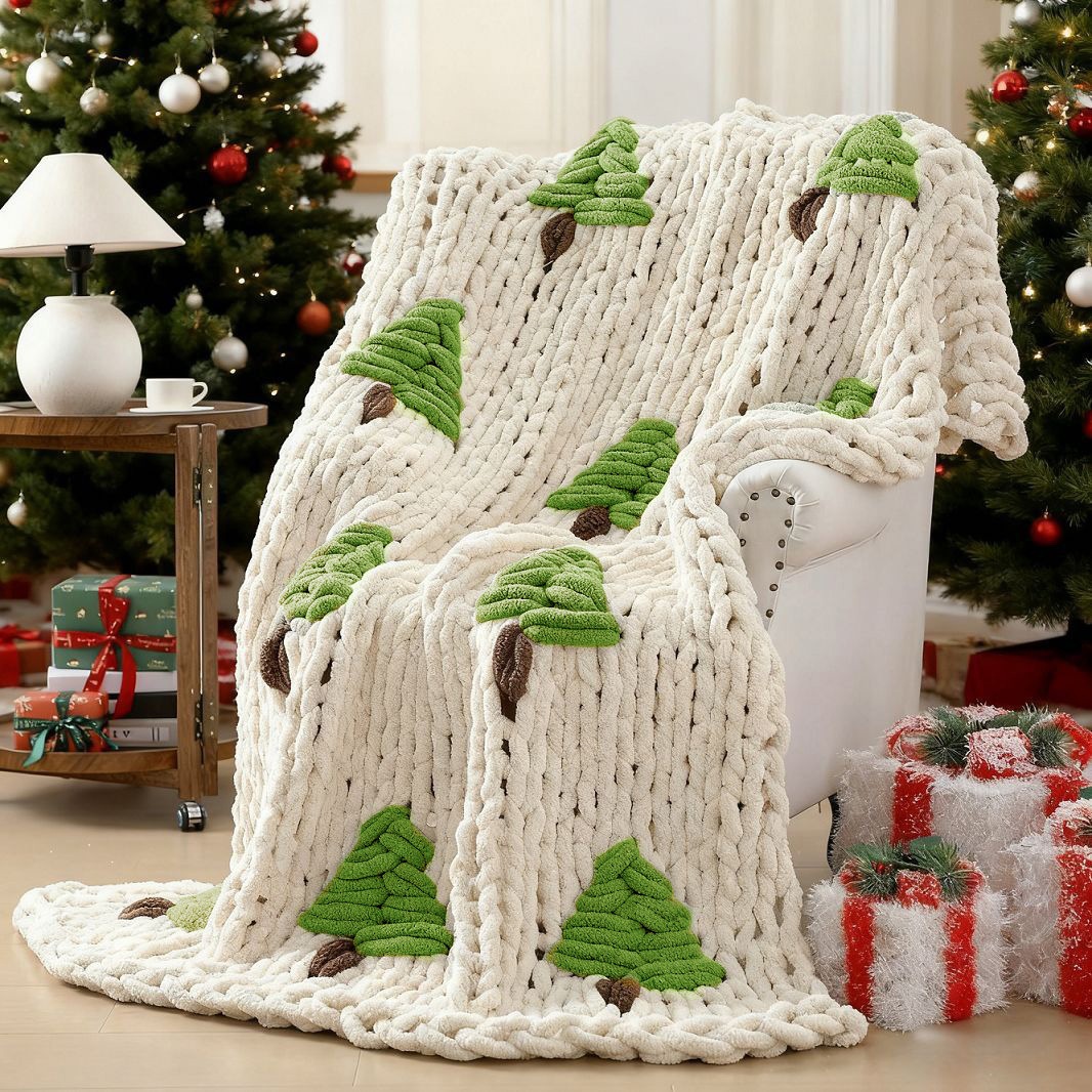 Hand-knitted Blanket for Bed C - Throw Blanket Chunky Knit 评论和价格