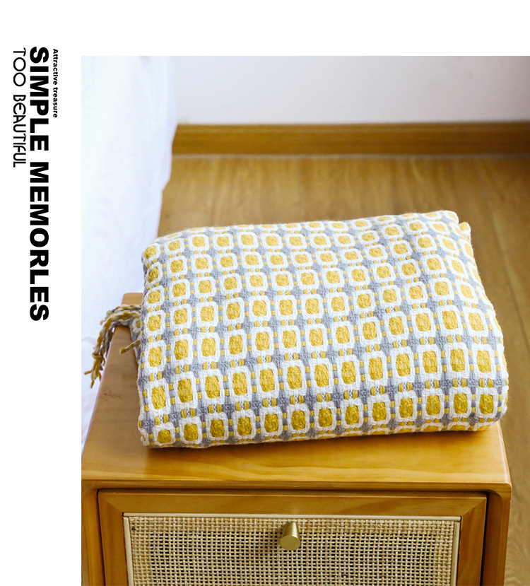 Mustard Yellow Nordic Knitted  - Throw Blanket Chunky Knit 评论和价格