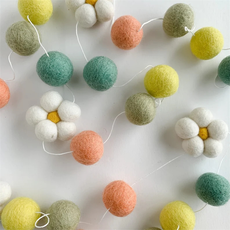 Ins Wool Felt Balls Daisy Flow - Home Textiles Fabric 评论和价格