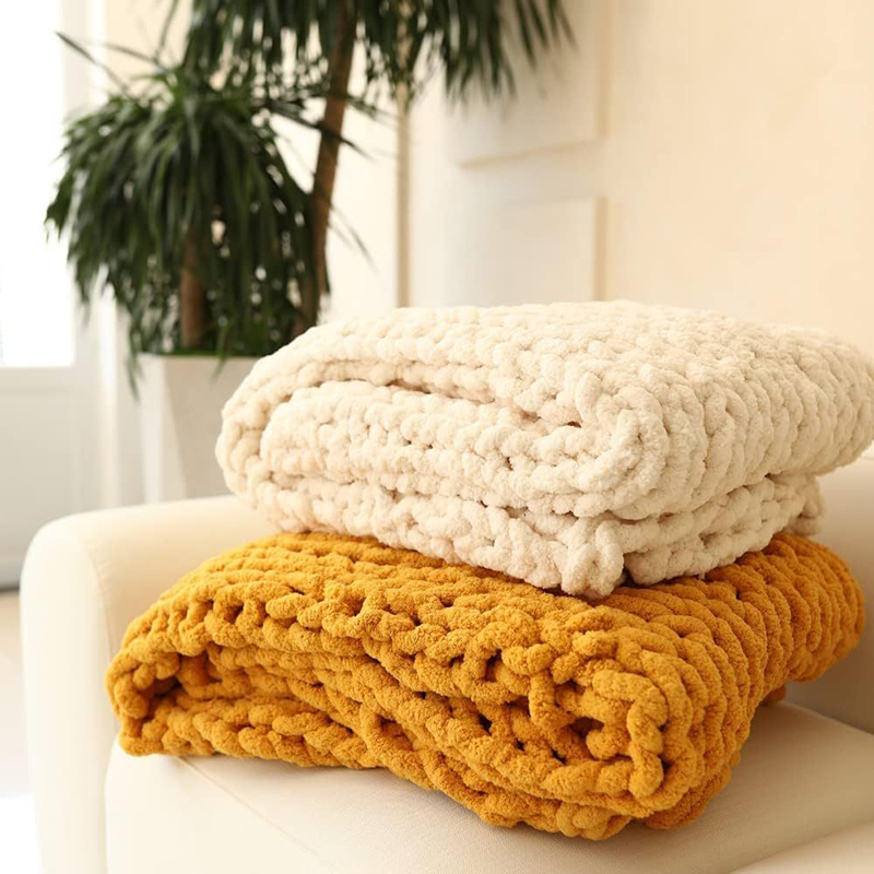 Hand Chunky Knitted Blanket Th - Throw Blanket Chunky Knit 评论和价格