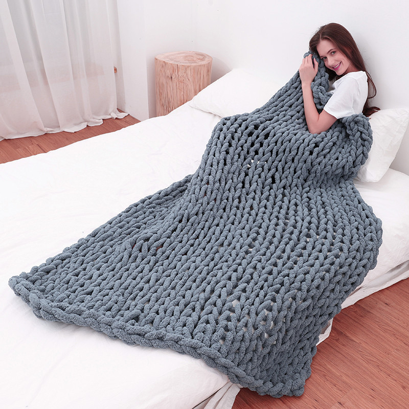 Hand Chunky Knitted Blanket Th - Throw Blanket Chunky Knit 评论和价格