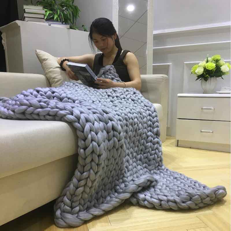 Fashion Hand Chunky Knitted Bl - Throw Blanket Chunky Knit 评论和价格