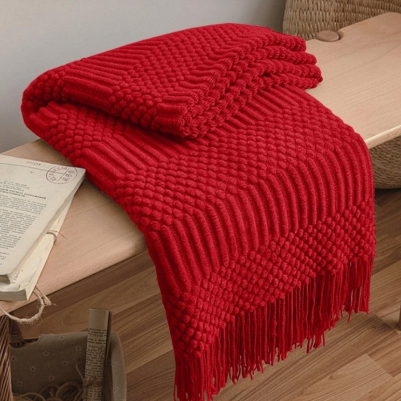 Red Boho Chunky Knitted Throw  - Throw Blanket Chunky Knit 评论和价格