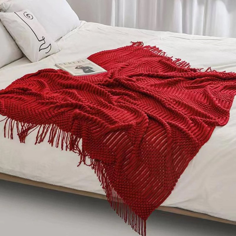 Red Boho Chunky Knitted Throw  - Throw Blanket Chunky Knit 评论和价格