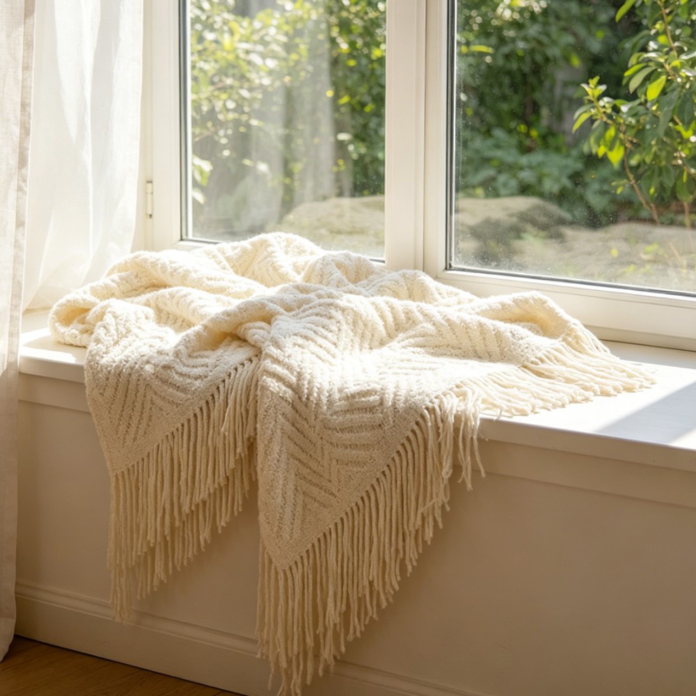 Luxury Chunky Cream Throw Blan - Throw Blanket Chunky Knit 评论和价格
