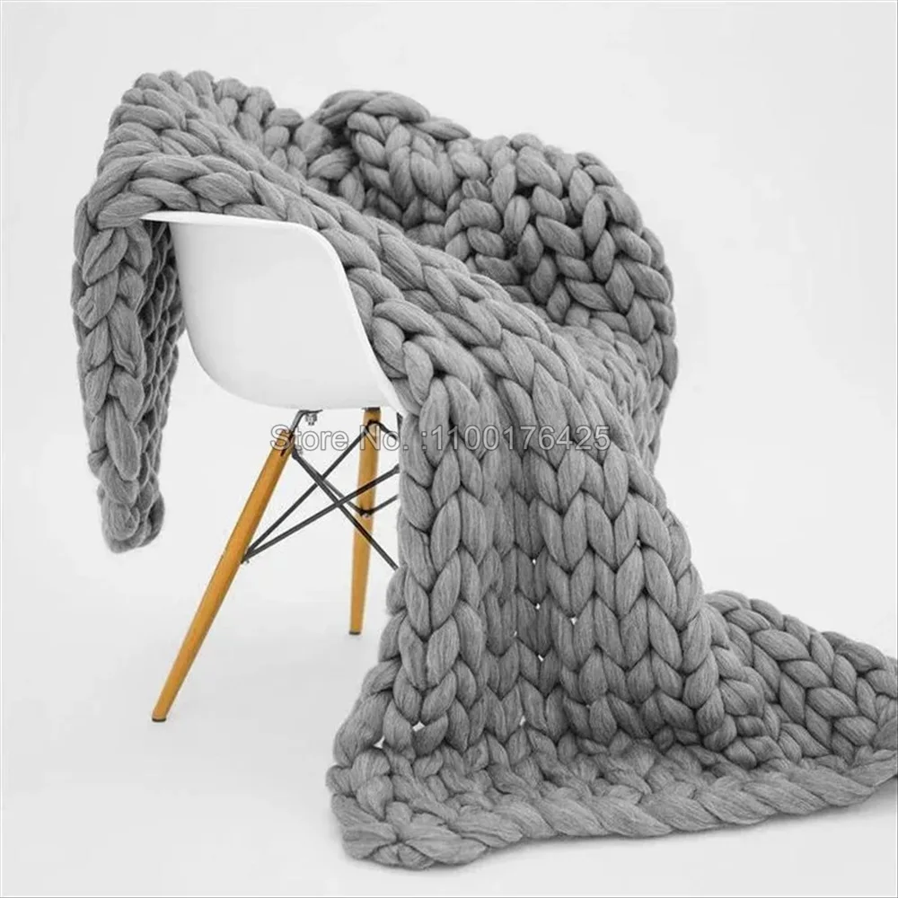 Grey Soft Knitted Blanket Wint - Throw Blanket Chunky Knit 评论和价格