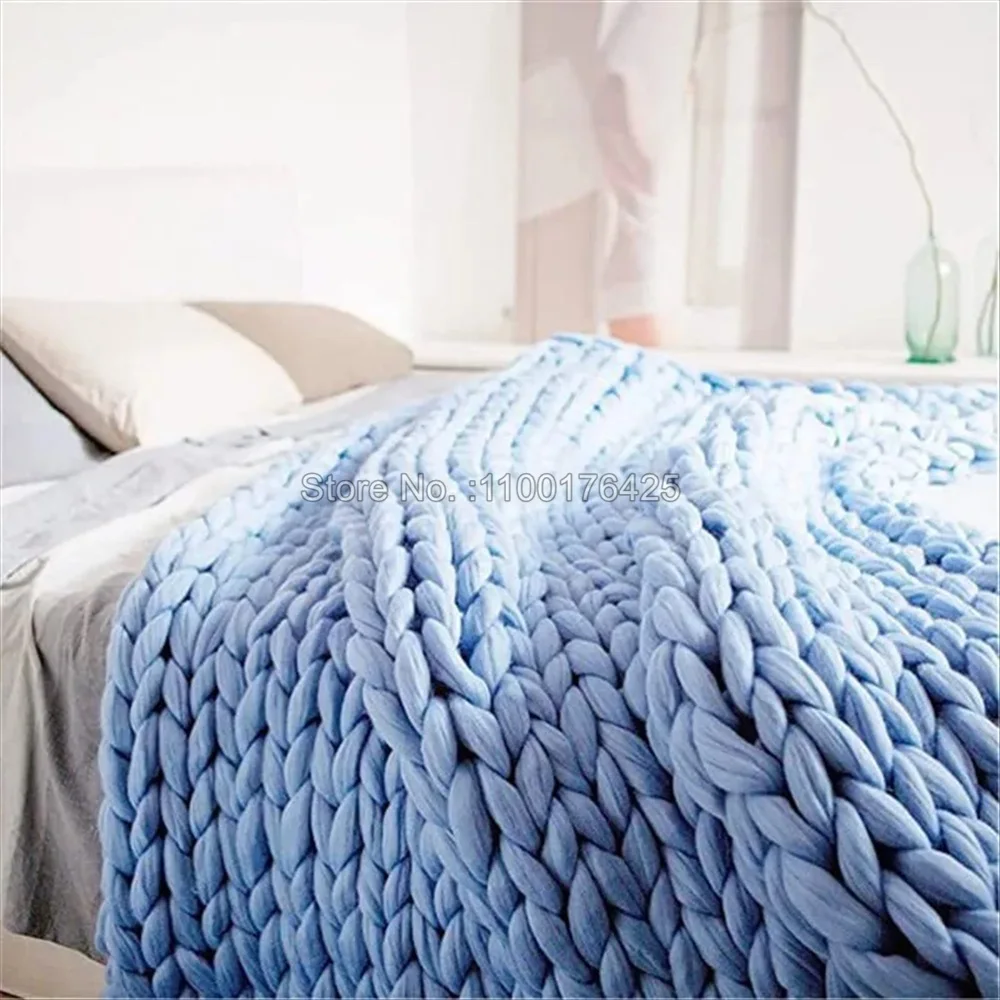 Grey Soft Knitted Blanket Wint - Throw Blanket Chunky Knit 评论和价格