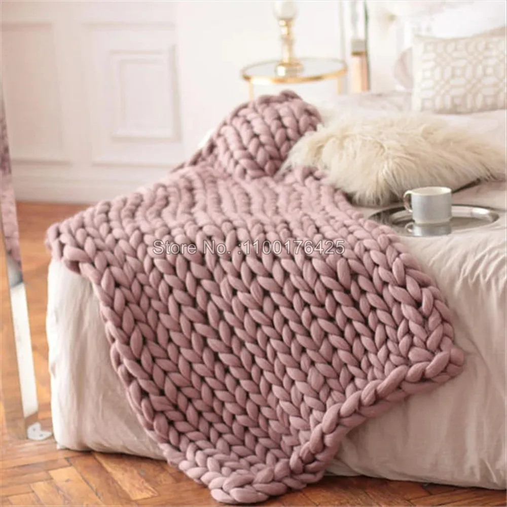 Grey Soft Knitted Blanket Wint - Throw Blanket Chunky Knit 评论和价格