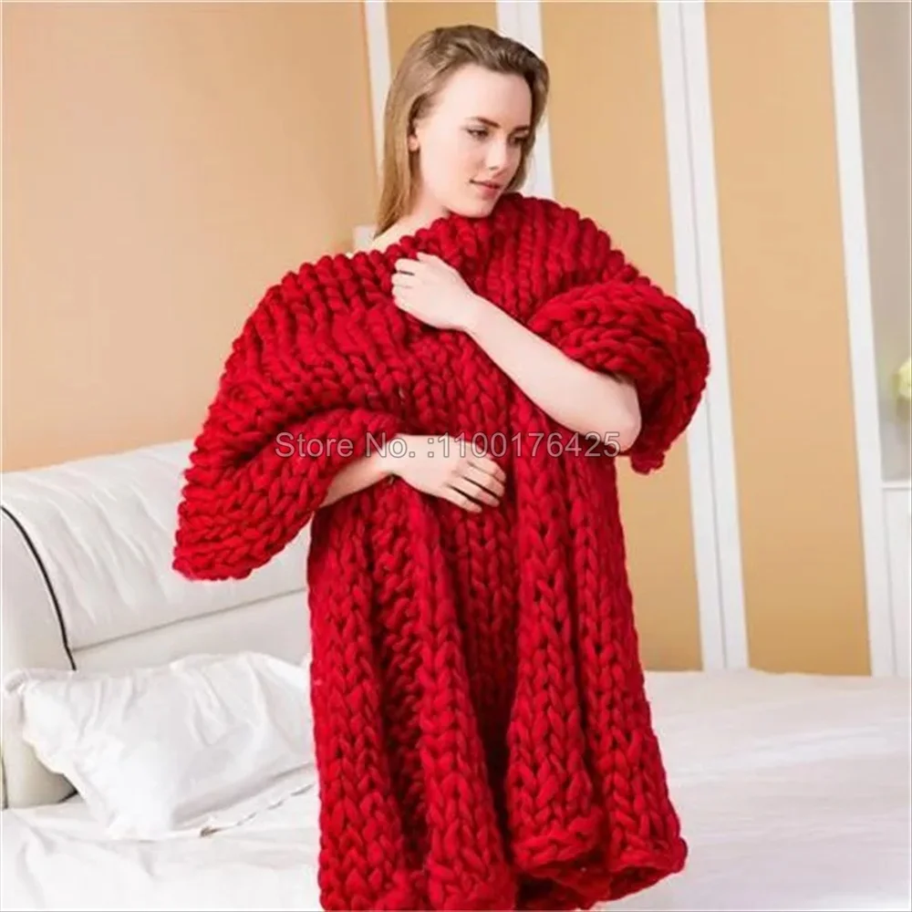 Grey Soft Knitted Blanket Wint - Throw Blanket Chunky Knit 评论和价格